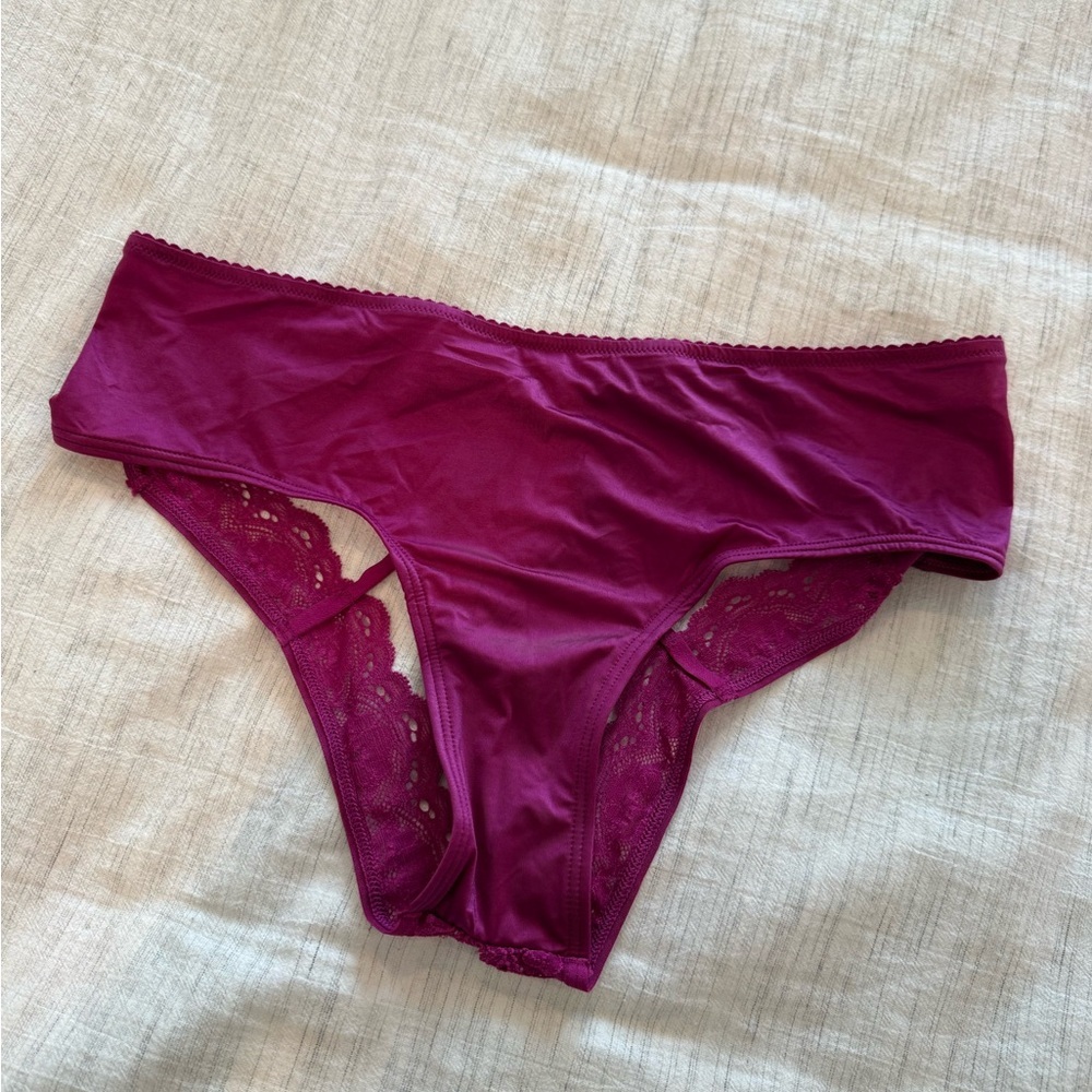 NWT Victoria's Secret Lace-Trim Bikini Briefs in Deep Magenta
